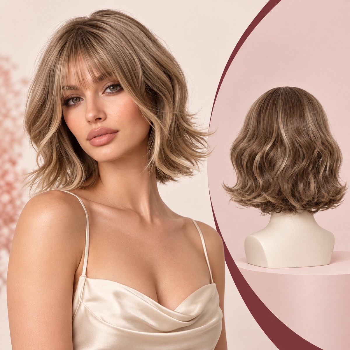 Soft Blonde Fringe Bob Full Wig product visual reference