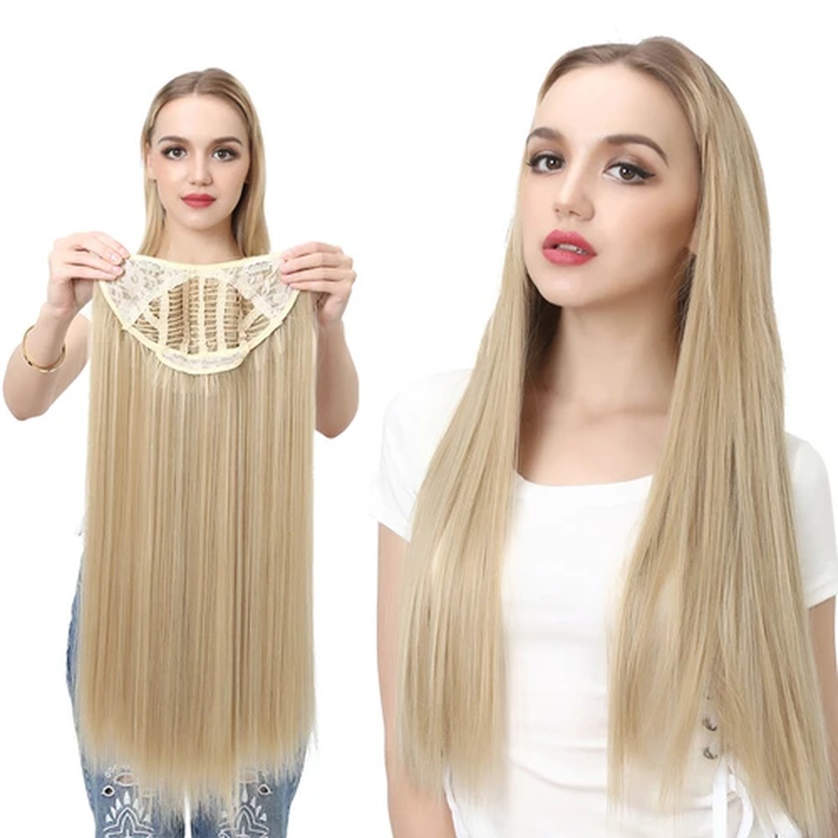 Blonde Open-Top Length Half Wig product visual reference
