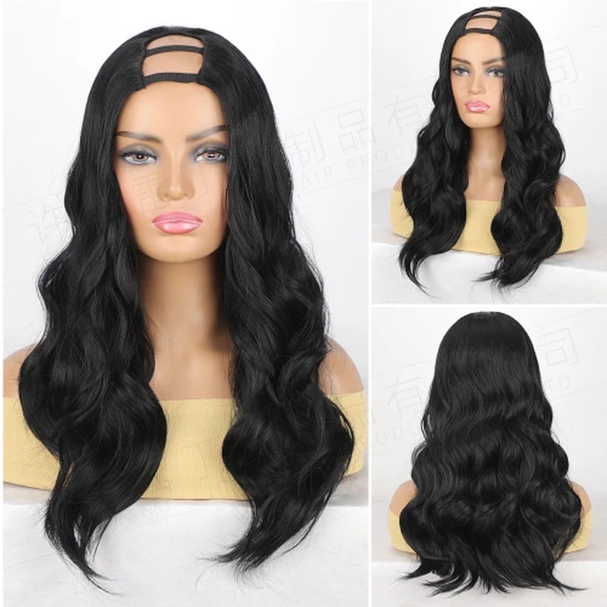 Black Water-Wave U-Part Half Wig product visual reference