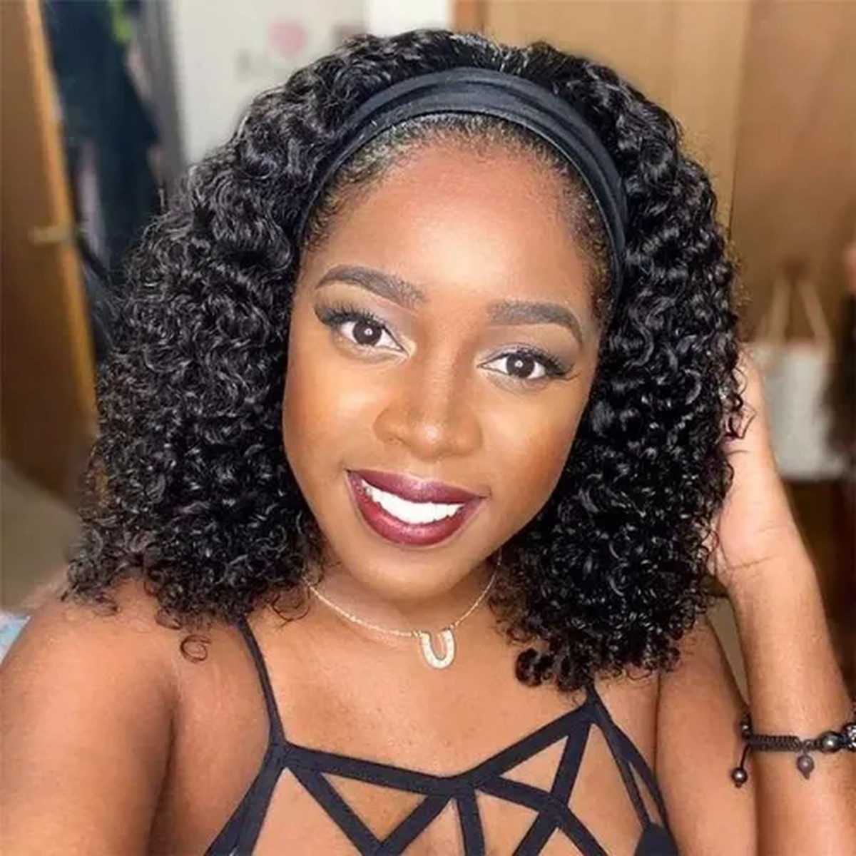 Short Curl Headband Half Wig product visual reference