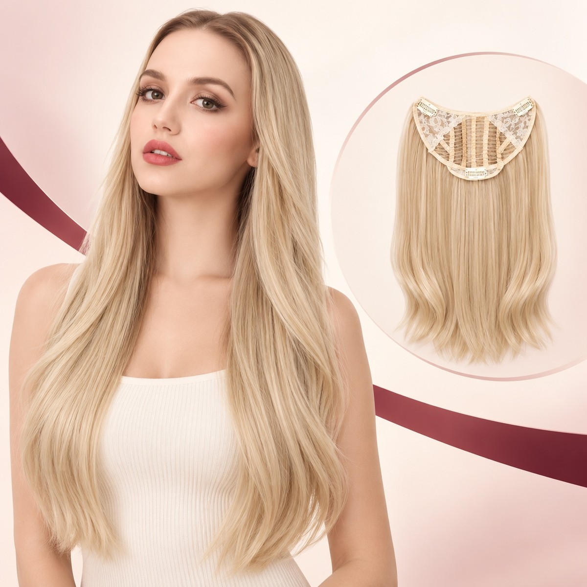 Layered Brunette U-Part Half Wig product visual reference
