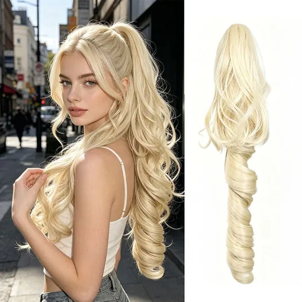 Pale Blonde Spiral Wrap Ponytail