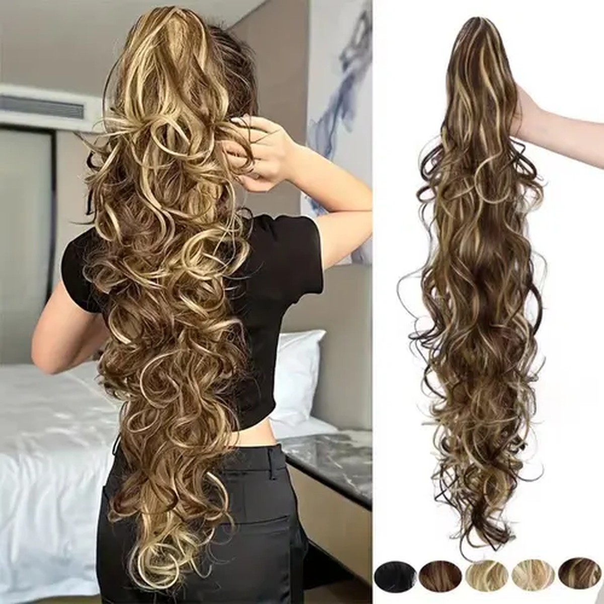 Golden Corkscrew Length Ponytail product visual reference