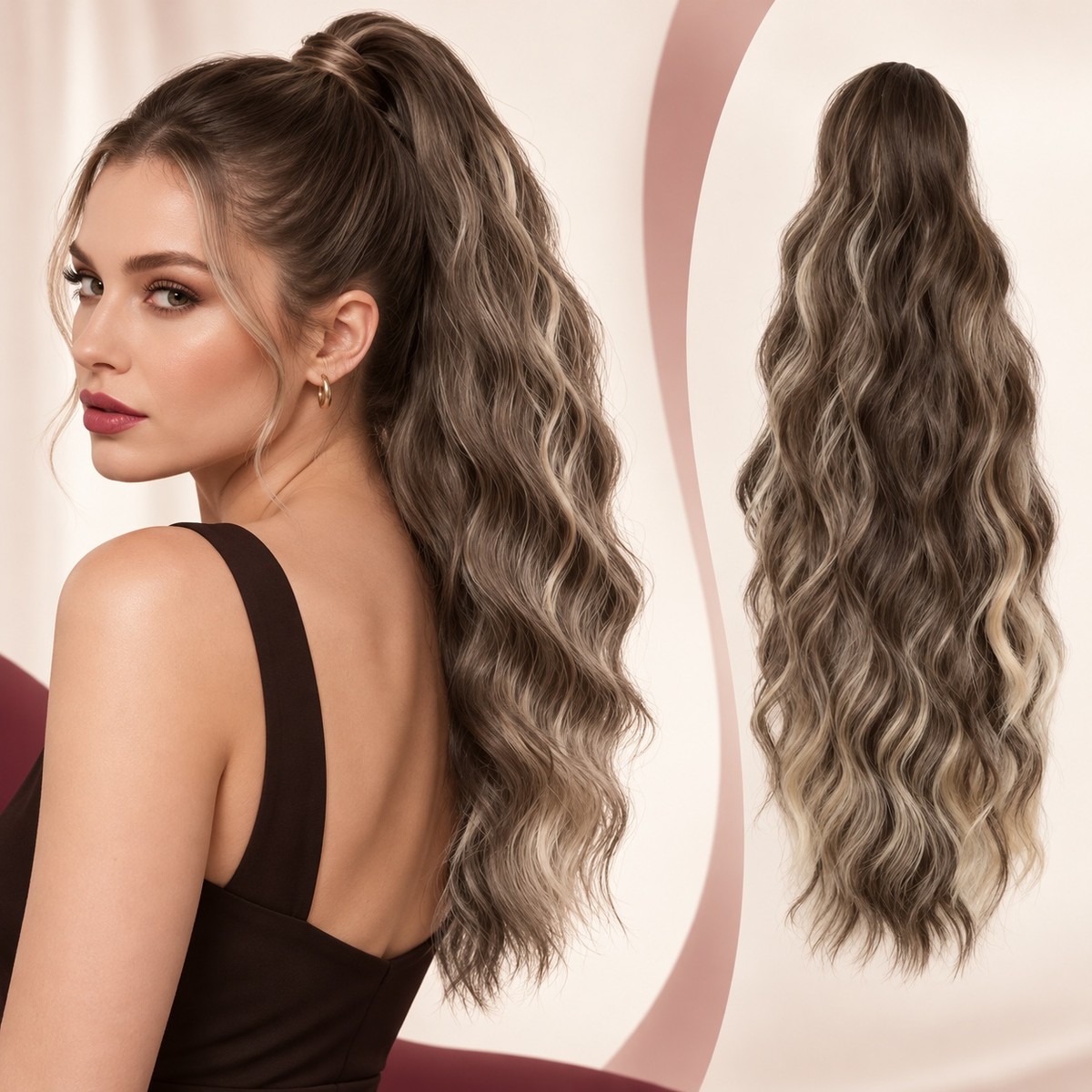 Brunette Bow-Tie Cascade Ponytail product visual reference
