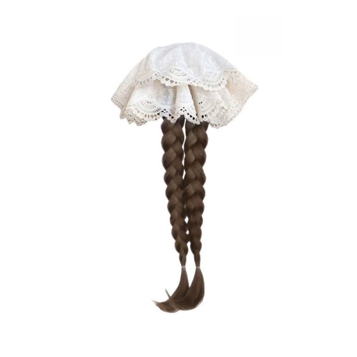 Cool Brown Lace-Trim Double-Braid Hairpiece