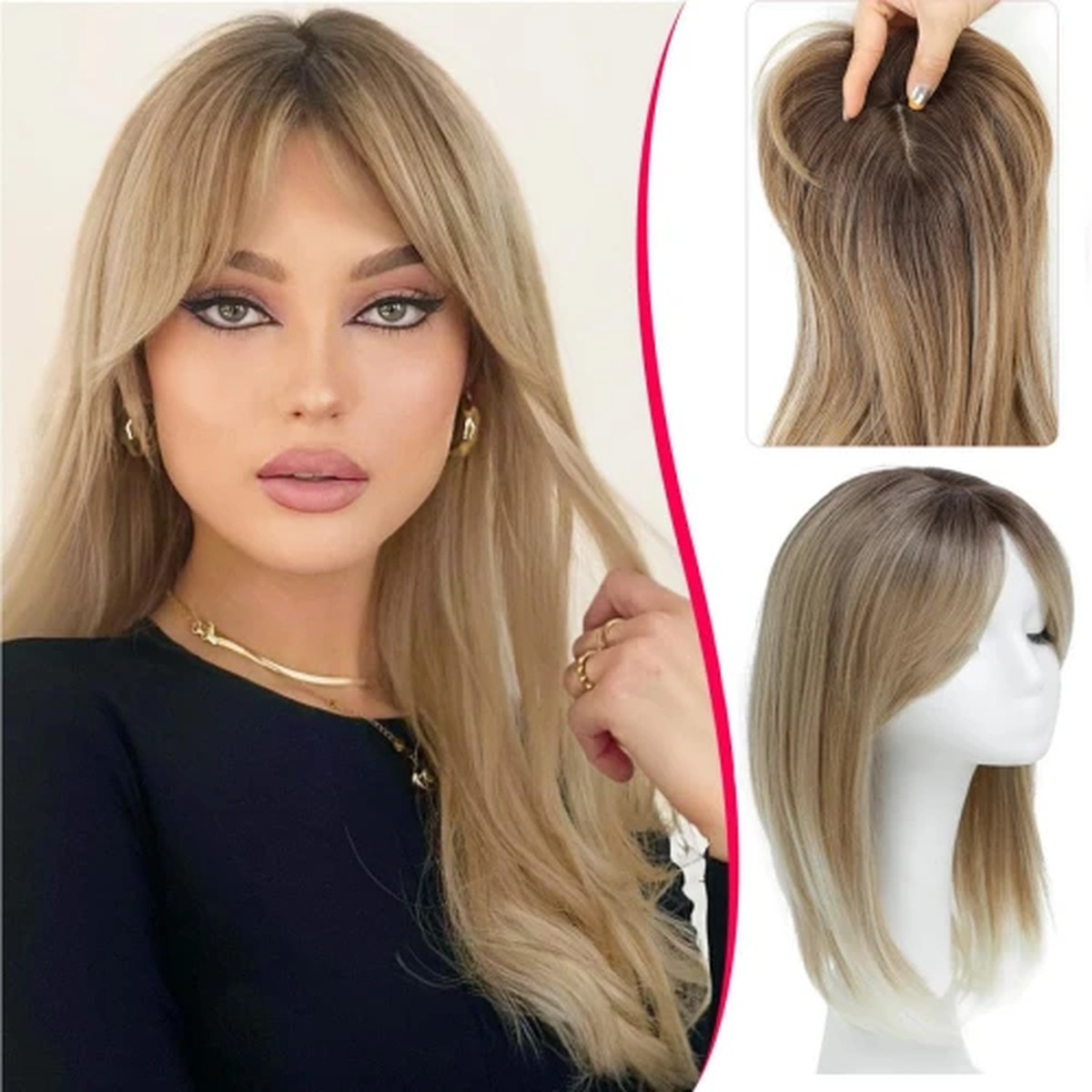 Golden Long Fringe Hairline Piece product visual reference