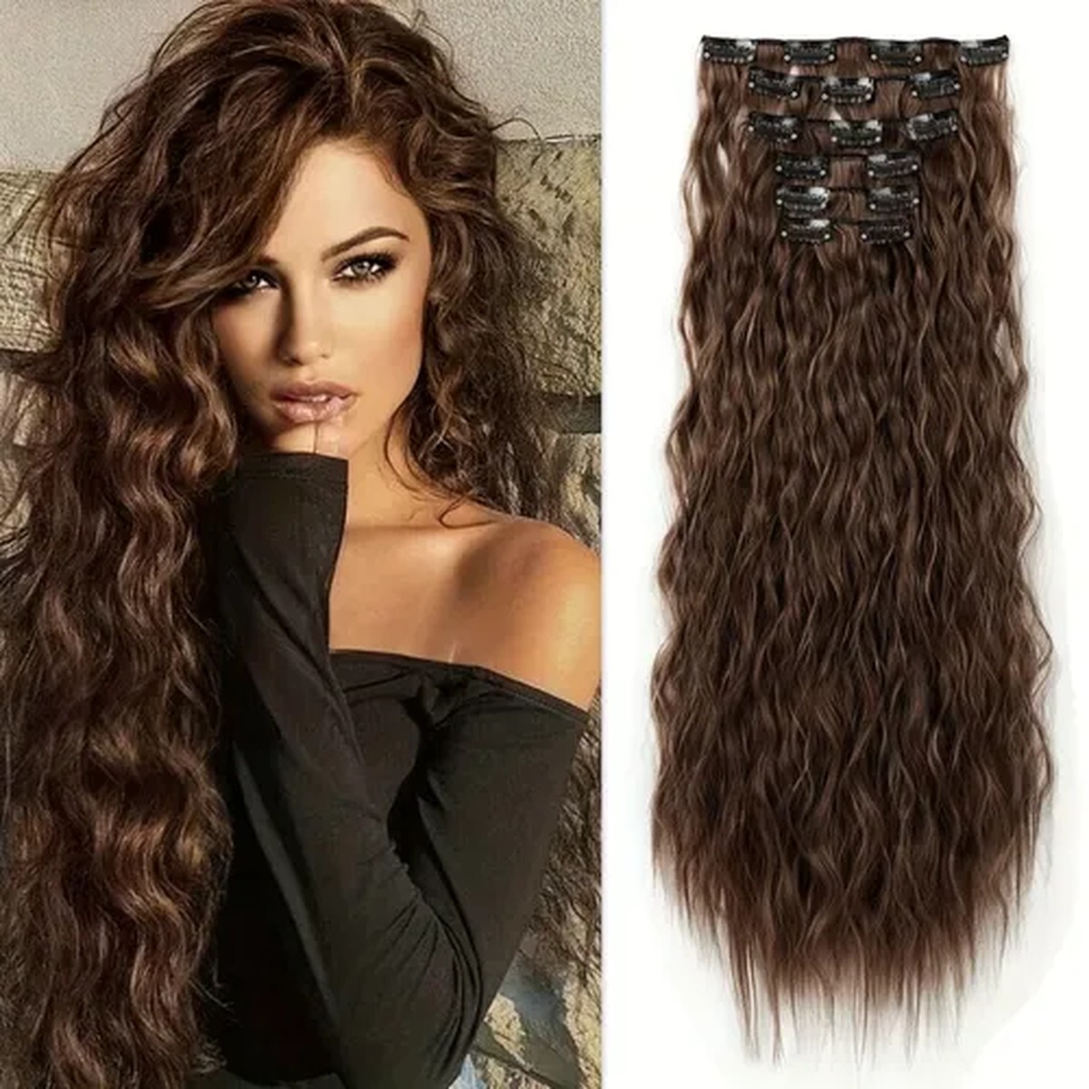 Brunette Curl Crown Piece product visual reference
