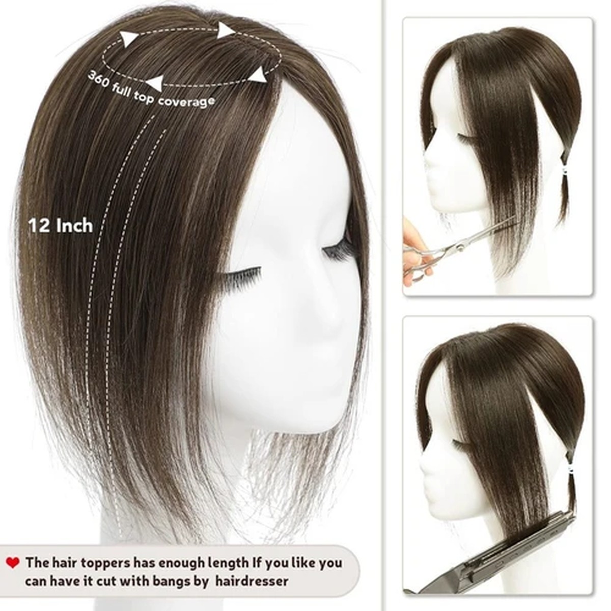 12-Inch Brown Lace Hair Topper product visual reference