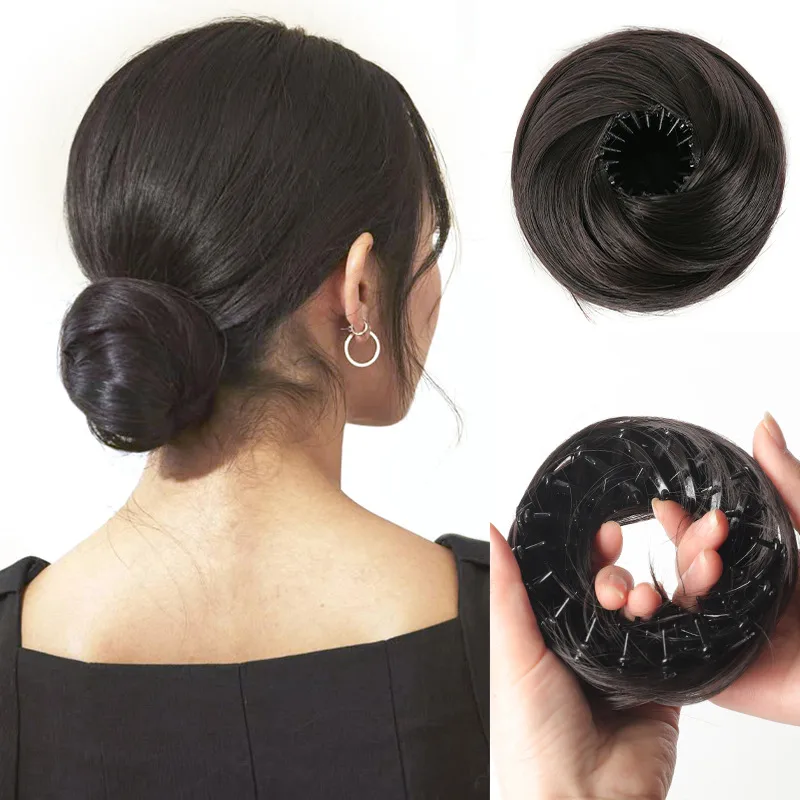 Natural Black Smooth Hair-Circle Bun