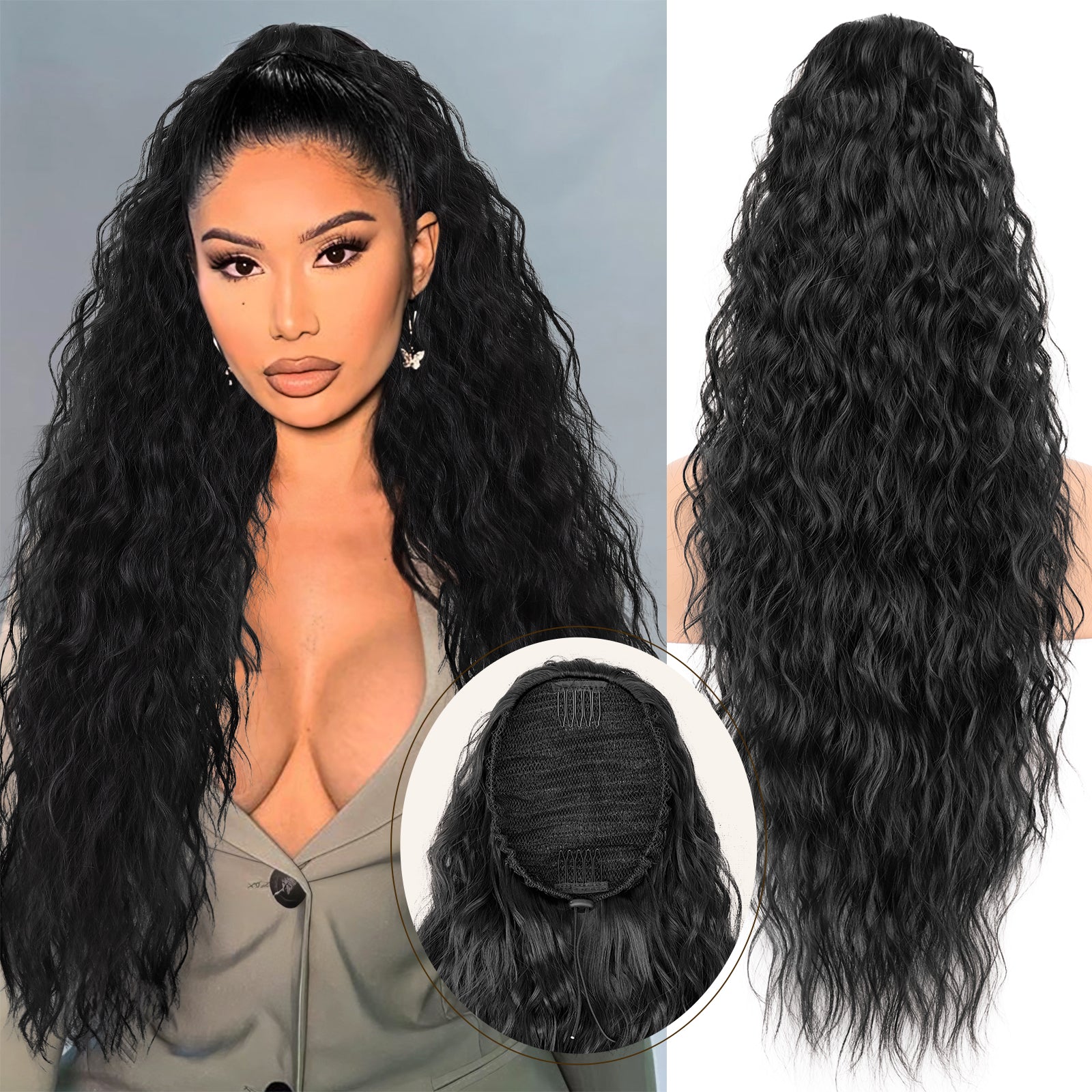 KooKaStyle YK2114 30-Inch Ripple Drawstring Ponytail