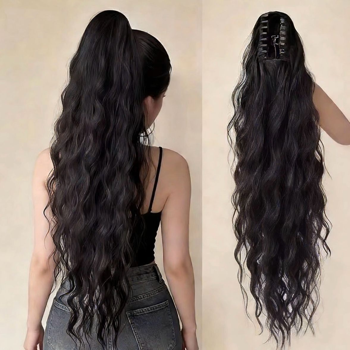 Midnight Long-Wave Claw Ponytail detail 2